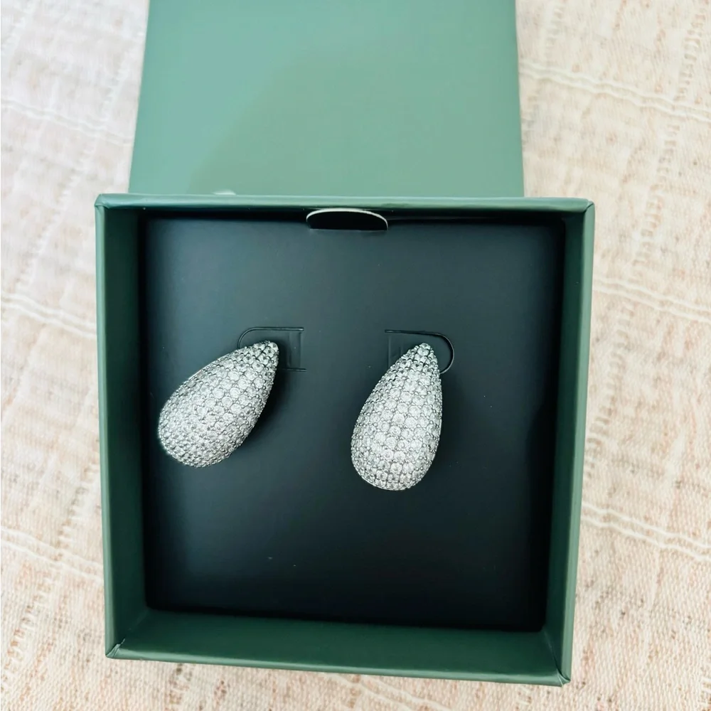 Jewels‎ by Sunaina Silver Pave Teardrop Stud Earrings